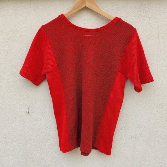 Maison Margiela MM6 Short Sleeve Waffle Knit Thermal Colorblock Top - Picture 3 of 10